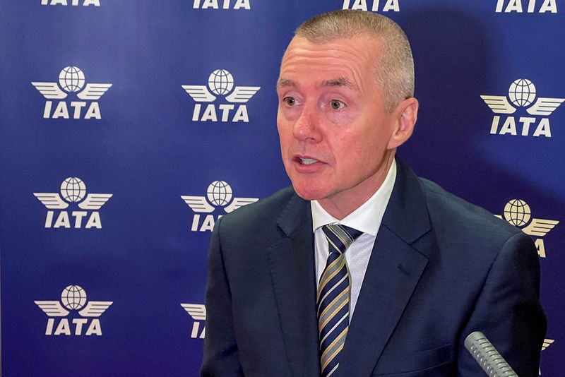 &copy; Reuters. FILE PHOTO: Global airline industry body International Air Transport Association (IATA) Director General Willie Walsh attends an interview with Reuters in Doha, Qatar, June 19, 2022. Picture taken June 19, 2022. REUTERS/Imad Creidi/