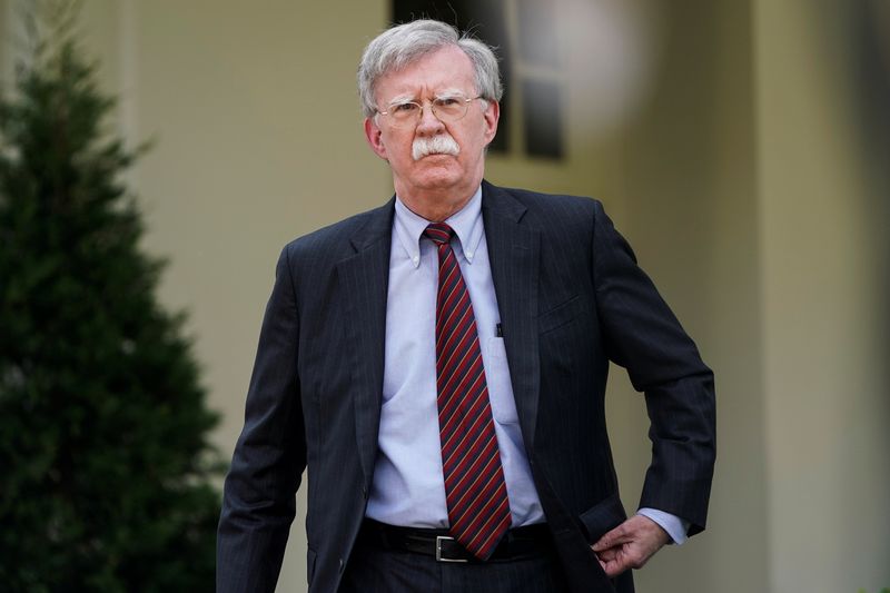 &copy; Reuters. FILE PHOTO: White House national security adviser John Bolton arrives to speak about the political unrest in Venezuela after violence broke out at anti-government protests near Caracas, outside the White House in Washington, U.S., April 30, 2019. REUTERS/
