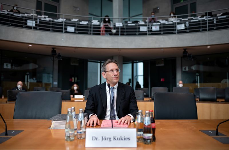 &copy; Reuters. FILE PHOTO: Deputy Finance Minister Joerg Kukies arrives for questioning by a German federal parliament committee investigating the payment systems provider Wirecard scandal in Berlin, Germany, April 21, 2021.     Bernd von Jutrczenka/Pool via REUTERS