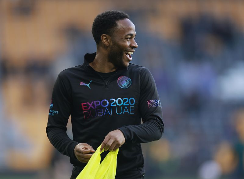 &copy; Reuters. IMAGEN DE ARCHIVO. Raheem Sterling del Manchester City antes del partido por la Premier League ante el Wolverhampton Wanderers,  en Molineux Stadium, Wolverhampton, Inglaterra - Mayo 11, 2022. Action Images via Reuters/Peter Cziborra 