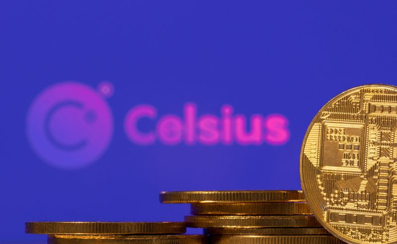 &copy; Reuters. FILE PHOTO: Celsius logo and representation of cryptocurrencies are seen in this illustration taken, July 7, 2022. REUTERS/Dado Ruvic/Illustrations