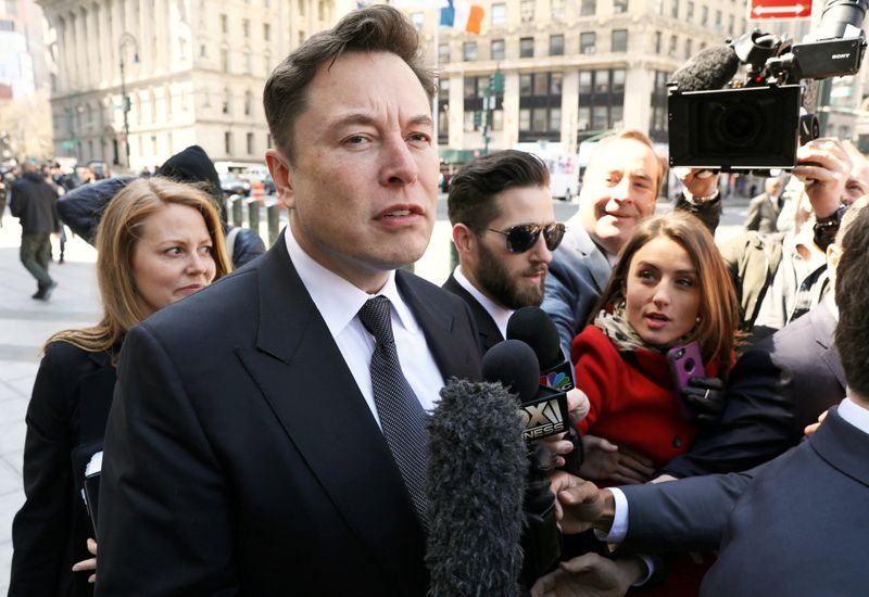 &copy; Reuters. FILE PHOTO: Tesla CEO Elon Musk arrives at Manhattan federal court for a hearing on his fraud settlement with the Securities and Exchange Commission (SEC) in New York City, U.S. April 4, 2019. REUTERS/Brendan McDermid