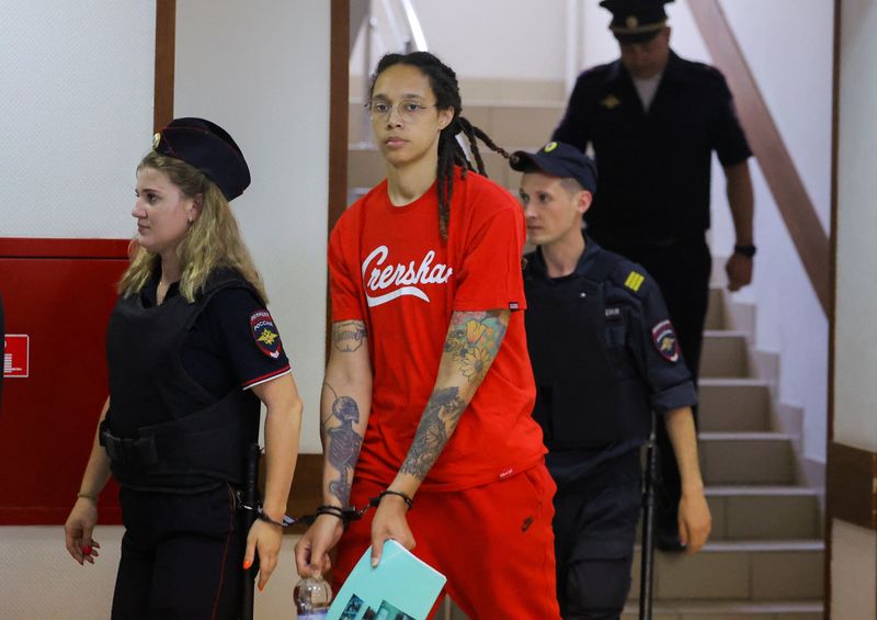 &copy; Reuters. Jogadora de basquete dos EUA Brittney Griner comparece a audiência em tribunal de Khimki, nos arredores de Moscou
07/07/2022
REUTERS/Evgenia Novozhenina