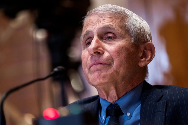 &copy; Reuters. FILE PHOTO: Director of the National Institute of Allergy and Infectious Diseases Dr. Anthony Fauci testifies during the Senate Appropriations Subcommittee on Labor, Health and Human Services, and Education, and Related Agencies hearing to examine propose