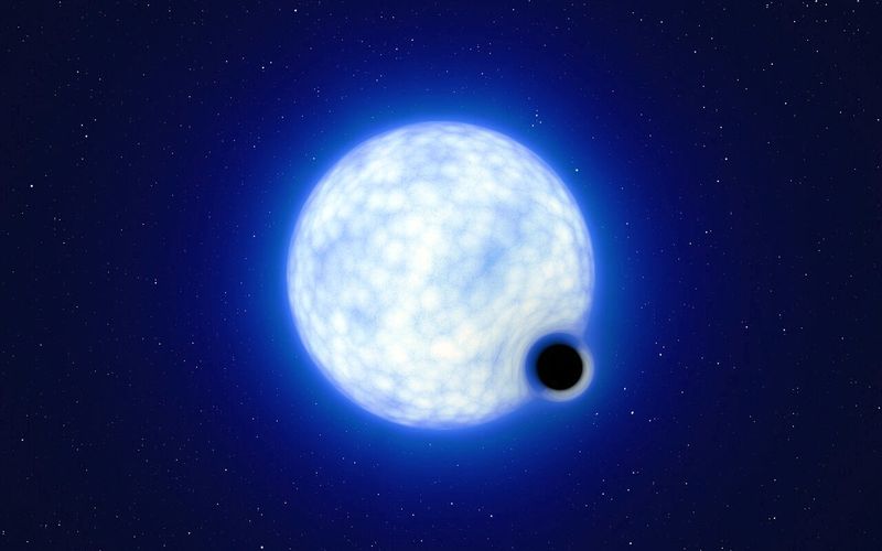 &copy; Reuters. Imagen sin fecha se muestra una impresión artística de cómo podría ser el sistema estelar binario VFTS 243 -que contiene un agujero negro y una gran estrella luminosa que orbitan entre sí- si lo observáramos de cerca. 
ESO/L. Calcada/Handout via REU