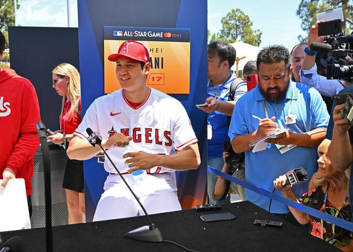 &copy; Reuters. 　米大リーグ（ＭＬＢ）、エンゼルスの大谷翔平投手は１９日、ロサンゼルスのドジャースタジアムで行われるオールスター戦に「１番・指名打者（ＤＨ）」で出場する。ＭＬＢ公式サイト