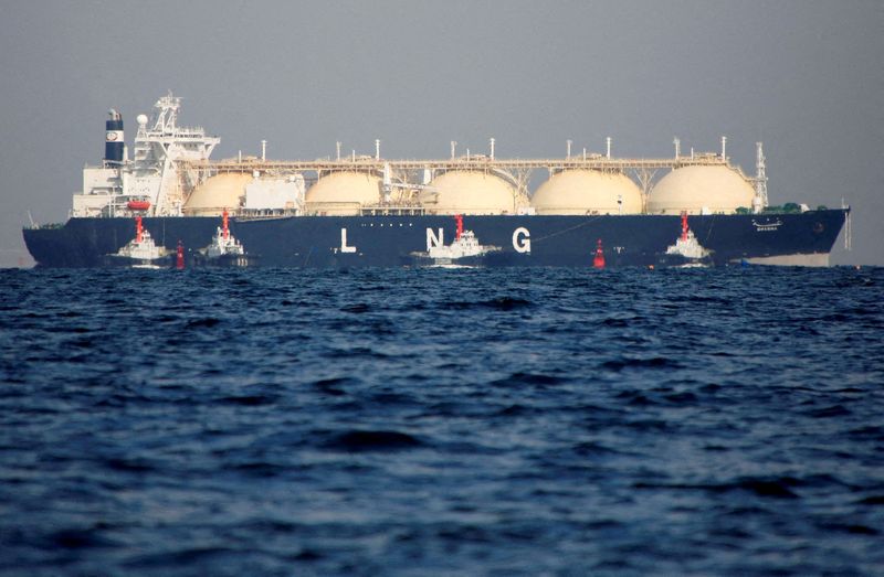 © Reuters. FILE PHOTO: A liquefied natural gas (LNG) tanker is tugged towards a thermal power station in Futtsu, east of Tokyo, Japan November 13, 2017. REUTERS/Issei Kato