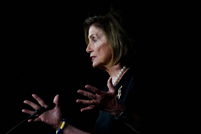 &copy; Reuters. FILE PHOTO: U.S. House Speaker Nancy Pelosi (D-CA) holds her weekly news conference with reporters on Capitol Hill in Washington, U.S., July 14, 2022. REUTERS/Elizabeth Frantz/File Photo