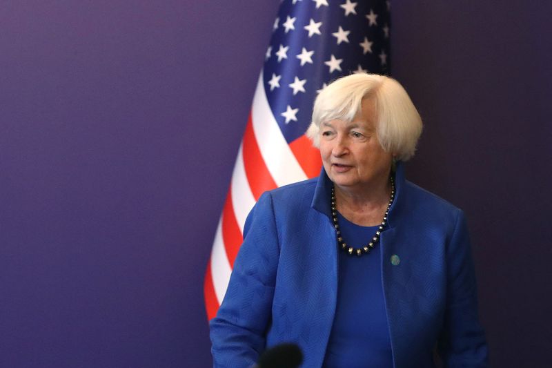 &copy; Reuters. FILE PHOTO: U.S. Treasury Secretary Janet Yellen attends a meeting with South Korean Deputy Prime Minister and Minister of Economy and Finance Choo Kyung-ho at Lotte Hotel, in Seoul, South Korea July 19, 2022. Chung Sung-Jun/Pool via REUTERS