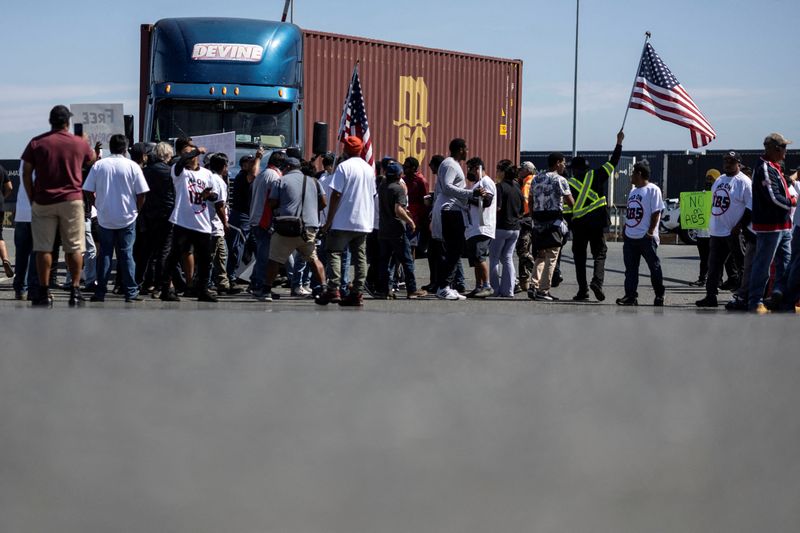 Trucker protests stalled cargo shipments at California's 3rd seaport