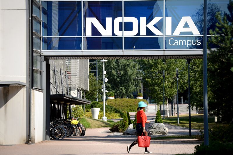 &copy; Reuters. FILE PHOTO: Headquarters of Finnish telecommunication network company Nokia are seen in Espoo, Finland July 26, 2018. Lehtikuva/Mikko Stig via REUTERS 