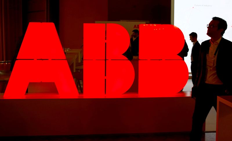 &copy; Reuters. FILE PHOTO: The logo of Swiss power technology and automation group ABB is seen at the Swiss Economic Forum (SEF) conference in Interlaken, Switzerland May 24, 2019. REUTERS/Arnd Wiegmann