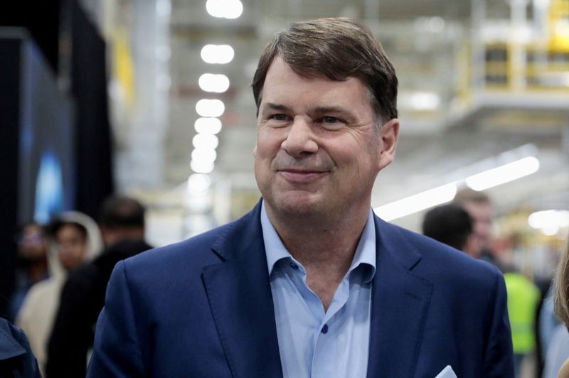 &copy; Reuters. FILE PHOTO: Ford CEO Jim Farley attends the official launch of the all-new Ford F-150 Lightning electric pickup truck at the Ford Rouge Electric Vehicle Center in Dearborn, Michigan, U.S. April 26, 2022. REUTERS/Rebecca Cook/File Photo