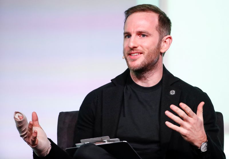 &copy; Reuters. FILE PHOTO: Joe Gebbia, co-founder of Airbnb speaks during the second day of the first Obama Foundation Summit in Chicago, Illinois, U.S. November 1, 2017. REUTERS/Kamil Krzaczynski