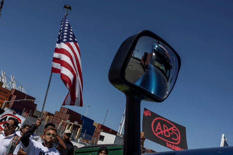 Trucker blockade shuts major California seaport for second day - spokesman