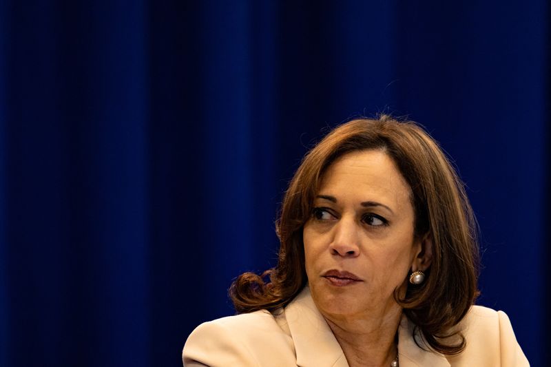 &copy; Reuters. FILE PHOTO:  U.S. Vice President Kamala Harris looks on during a roundtable discussion at the NAACP National Convention in Atlantic City, New Jersey, U.S., July 18, 2022.  REUTERS/Hannah Beier