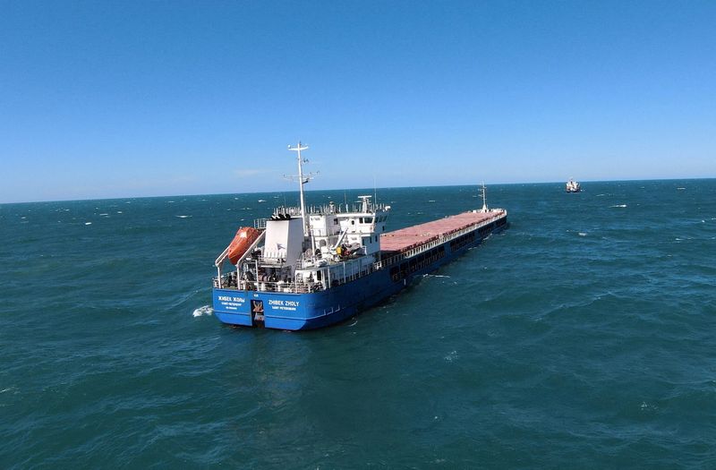 &copy; Reuters. FILE PHOTO: Russian-flagged cargo ship Zhibek Zholy is seen off the coast of Black Sea port of Karasu, Turkey, July 3, 2022. REUTERS/Mehmet Emin Caliskan/File Photo