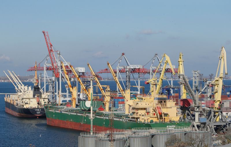 &copy; Reuters. FILE PHOTO: Cargo ships are docked in the Black sea port of Odessa, Ukraine, November 4, 2016. REUTERS/Valentyn Ogirenko