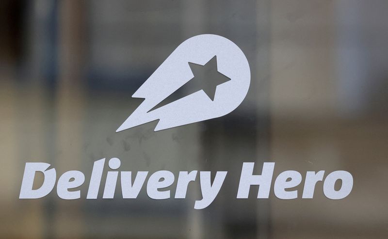 &copy; Reuters. FILE PHOTO: The Delivery Hero's logo is pictured at its headquarters in Berlin, Germany, August 18, 2020. REUTERS/Fabrizio Bensch/