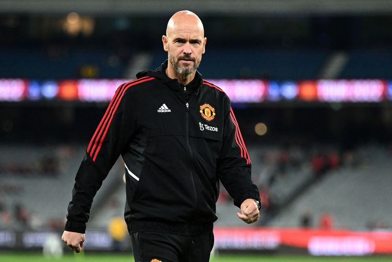 &copy; Reuters. Técnico do Manchester United, Erik ten Hag, antes de amistoso contra o Melbourne Victory, na Austrália
15/07/2022 Joel Carrett/AAP Image via REUTERS