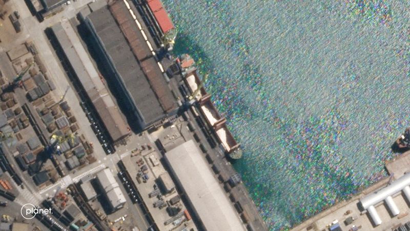 Satellite imagery, ship data indicates path of Russian vessel Kyiv says shipped “looted” grain