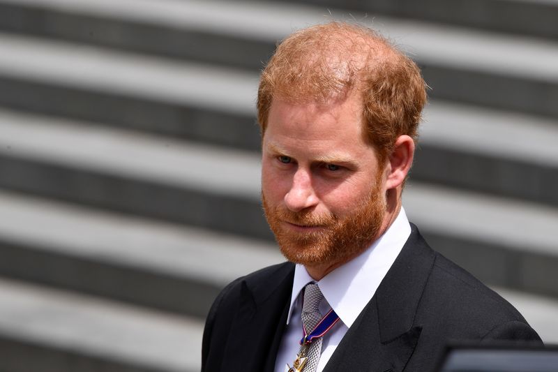 &copy; Reuters. Britain's Prince Harry leaves after attending the National Service of Thanksgiving at St Paul's Cathedral during the Queen's Platinum Jubilee celebrations in London, Britain, June 3, 2022. REUTERS/Toby Melville/Pool