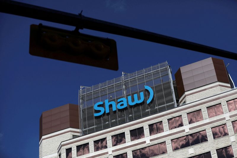 &copy; Reuters. FILE PHOTO: The Shaw Communications logo is seen at their office in Calgary, Alberta, Canada, April 17, 2019. REUTERS/Chris Wattie/File Photo