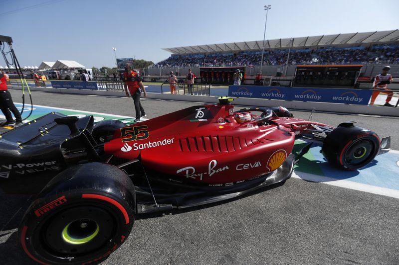 &copy; Reuters. Carlos Sainz, da Ferrari, durante treino livre para GP da França
22/07/2022
REUTERS/Yara Nardi