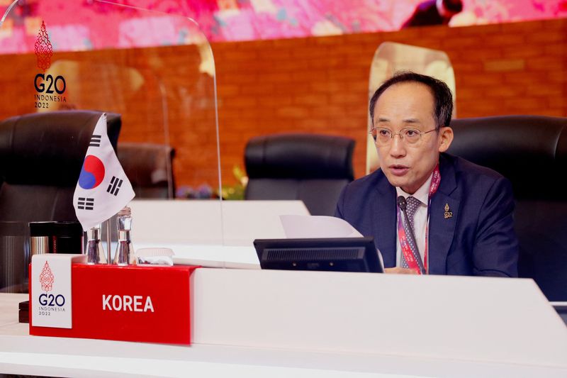 &copy; Reuters. South Korea Finance Minister Choo Kyung-ho attends the G20 Finance Ministers and Central Bank Governors Meeting in Nusa Dua, Bali, Indonesia, 16 July 2022. Made Nagi/Pool via REUTERS