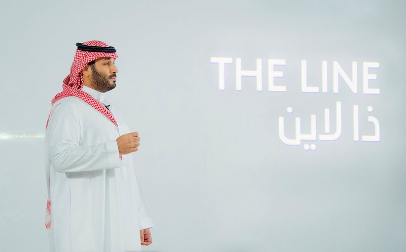 &copy; Reuters. ولي العهد السعودي الأمير محمد بن سلمان يعلن اقامة مدينة "ذا لاين" في نيوم في 2021- صورة من أرشيف رويترز. 