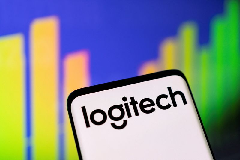 &copy; Reuters. FILE PHOTO: Logitech logo and stock graph are seen in this illustration taken, May 1, 2022. REUTERS/Dado Ruvic/Illustration