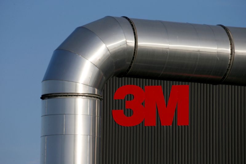 &copy; Reuters. FILE PHOTO: The logo of 3M is seen at the 3M Tilloy plant in Tilloy-Lez-Cambrai, France, August 18, 2019. REUTERS/Pascal Rossignol/File Photo
