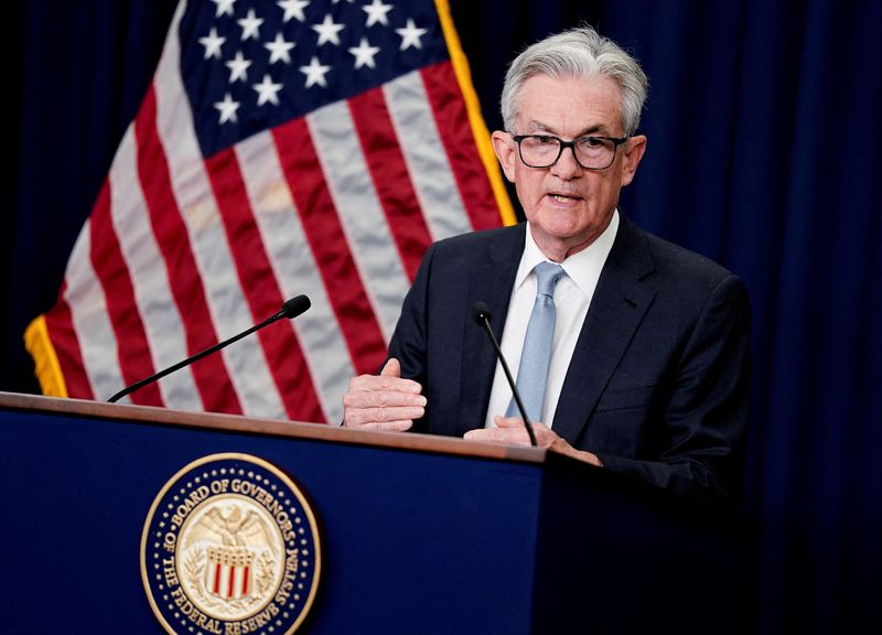&copy; Reuters. Chair do Federal Reserve, Jerome Powell responde repórteres durante coletiva de imprensa em Washington, EUA
15/06/2022 REUTERS/Elizabeth Frantz