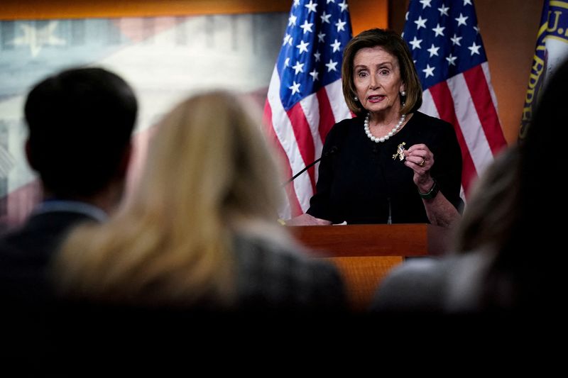 &copy; Reuters. FILE PHOTO: U.S. House Speaker Nancy Pelosi (D-CA) holds her weekly news conference with reporters on Capitol Hill in Washington, U.S., July 14, 2022. REUTERS/Elizabeth Frantz
