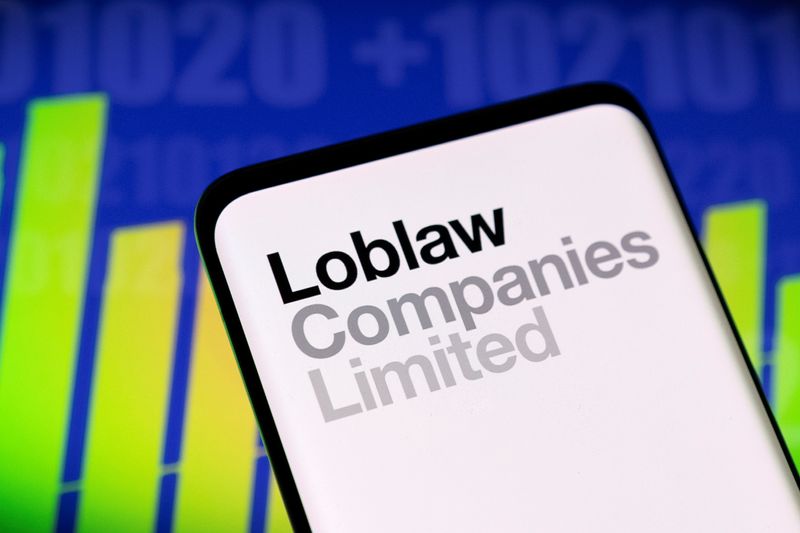 &copy; Reuters. Loblaw logo and stock graph seen displayed in this illustration taken, May 3, 2022. REUTERS/Dado Ruvic/Illustration