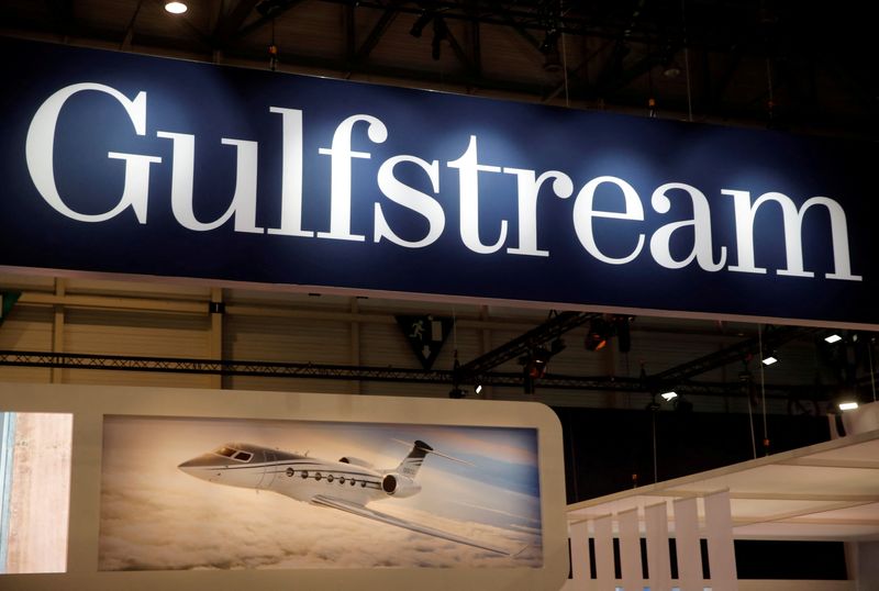 &copy; Reuters. FILE PHOTO: A Gulfstream logo is pictured during the European Business Aviation Convention & Exhibition (EBACE) at Geneva Airport, Switzerland May 28, 2018. REUTERS/Denis Balibouse/File Photo