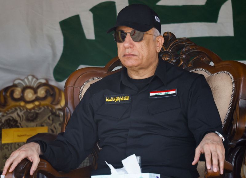&copy; Reuters. رئيس الوزراء مصطفى الكاظمي يحضر تمرينا لقوات مكافحة الارهاب في بغداد يوم 11 يوليو تموز 2022. تصوير: ثائر السوداني - رويترز.