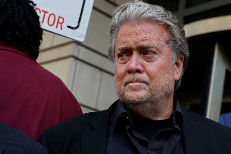 &copy; Reuters. FILE PHOTO: Former U.S. President Donald Trump's White House chief strategist Steve Bannon departs after he was found guilty during his trial on contempt of Congress charges for his refusal to cooperate with the U.S. House Select Committee investigating t