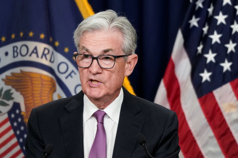 © Reuters. Federal Reserve Board Chairman Jerome Powell speaks during a news conference following a two-day meeting of the Federal Open Market Committee (FOMC) in Washington, U.S., July 27, 2022. REUTERS/Elizabeth Frantz