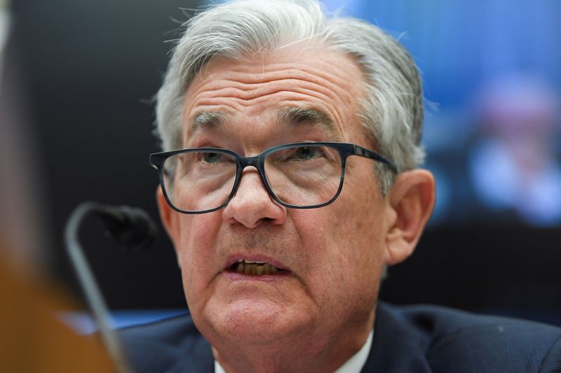 &copy; Reuters. FILE PHOTO: U.S. Federal Reserve Board Chair Jerome Powell testifies before a House Financial Services Committee hearing in Washington, U.S., June 23, 2022. REUTERS/Mary F. Calvert