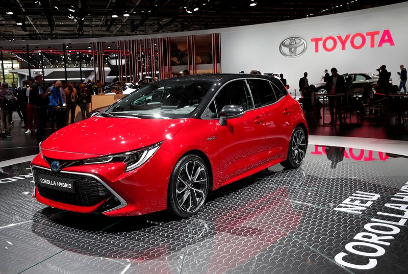 &copy; Reuters. FILE PHOTO: The new Toyota Corolla Hybrid car is seen during the first press day of the Paris auto show, in Paris, France, October 2, 2018. REUTERS/Benoit Tessier