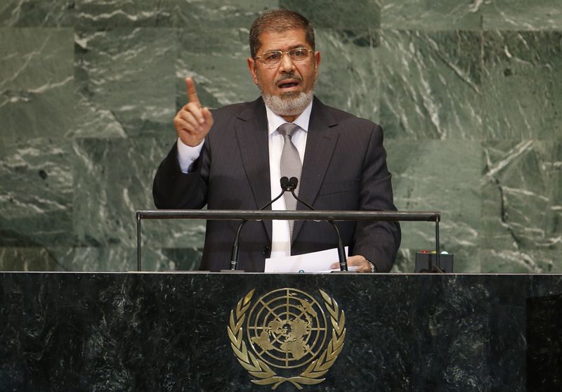&copy; Reuters. الرئيس المصري السابق محمد مرسي يتحدث في نيويورك في صورة من أرشيف رويترز.