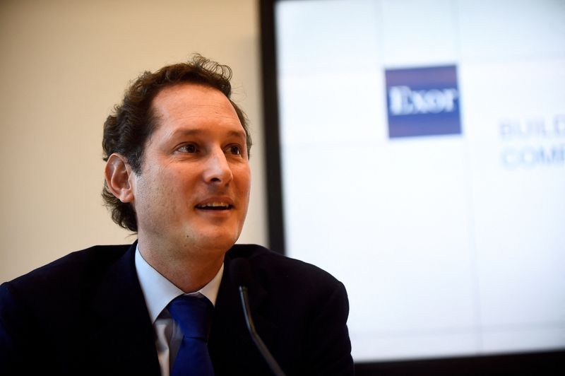 &copy; Reuters. FILE PHOTO: Chairman and CEO of Exor and Chairman of Fiat Chrysler Automobiles John Elkann attends an investors day held by the holding group of Italy's Agnelli family in Turin, Italy November 21, 2019. REUTERS/Massimo Pinca/File Photo