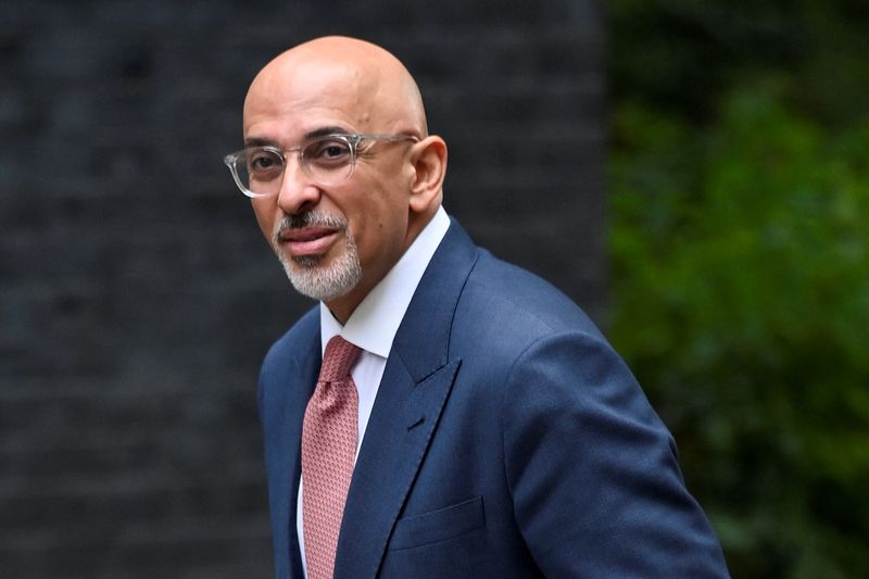&copy; Reuters. FILE PHOTO: British Chancellor of the Exchequer Nadhim Zahawi walks outside Downing Street in London, Britain, July 12, 2022. REUTERS/Toby Melville/File Photo