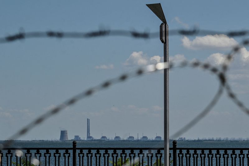 &copy; Reuters. FILE PHOTO: Zaporizhzhia Nuclear Power Plant is seen from an embankment of the Dnipro river in the town of Nikopol, as Russia's attack on Ukraine continues, in Dnipropetrovsk region, Ukraine July 20, 2022.  REUTERS/Dmytro Smolienko