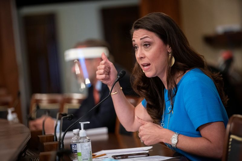 © Reuters. FILE PHOTO: Representative Jaime Herrera Beutler (R-WA) speaks at a hearing on COVID-19 response held by the House subcommittee on Labor, Health and Human Services, Education, and Related Agencies, on Capitol Hill in Washington, D.C., U.S., June 4, 2020. Al Drago/Pool via REUTERS