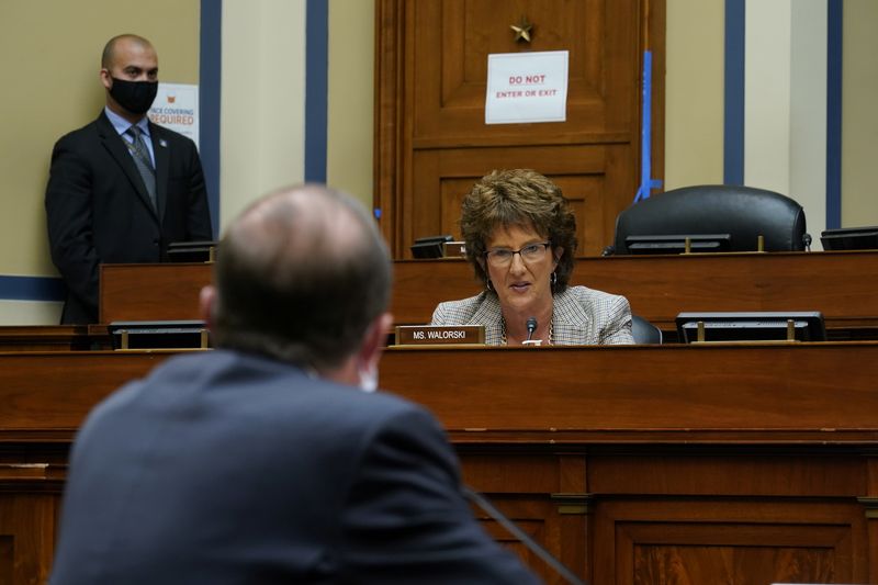&copy; Reuters. FILE PHOTO: Rep. Jackie Walorski (R-IN) speaks as U.S. Secretary of Health and Human Services Alex Azar testifies to the House Select Subcommittee on the coronavirus disease (COVID-19) crisis, on Capitol Hill in Washington, U.S., October 2, 2020. J. Scott