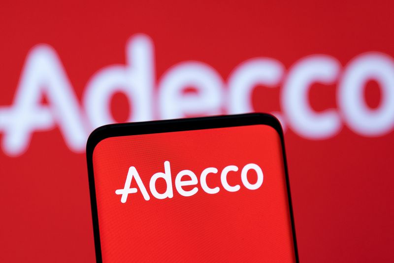 &copy; Reuters. Adecco logo is seen displayed in this illustration taken, May 3, 2022. REUTERS/Dado Ruvic/Illustration