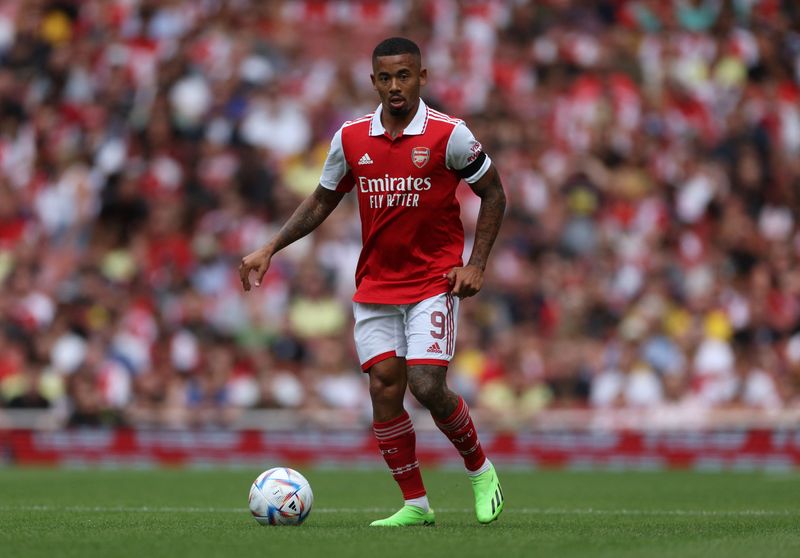 &copy; Reuters. Gabriel Jesus durante amistoso de pré-temporada do Arsenal
30/07/2022
Action Images via Reuters/Paul Childs