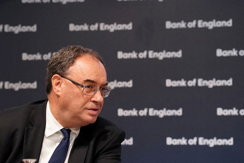 &copy; Reuters. Presidente do Banco da Inglaterra, Andrew Bailey, em Londres, Reino Unido, 5 de julho de 2022. Stefan Rousseau/Pool via REUTERS/Foto de arquivo